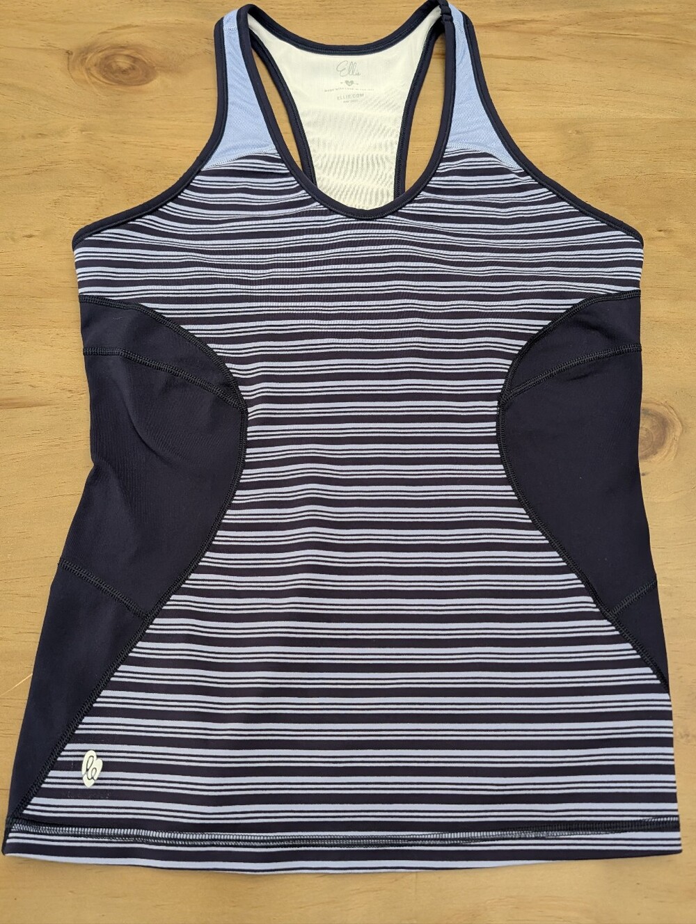 Ellie Racerback Active Tank With Shelf Bra Navy/White/Light Blue Size XL